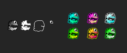 Art of a new cube, sent by RobTop on Discord. This cube was modified to have two eyes for 2.2's release.