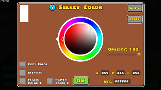 An image showing off the hex/RGB code values in colour triggers, shown off by RobTop in the Geometry Dash Discord server.