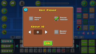 Pickup Item setup menu